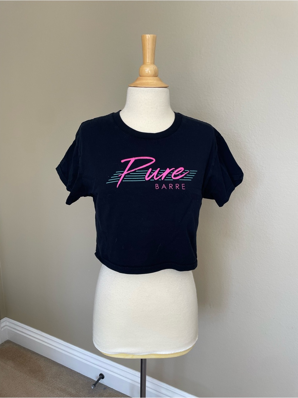 Pure Barre Black Crop 80s Logo